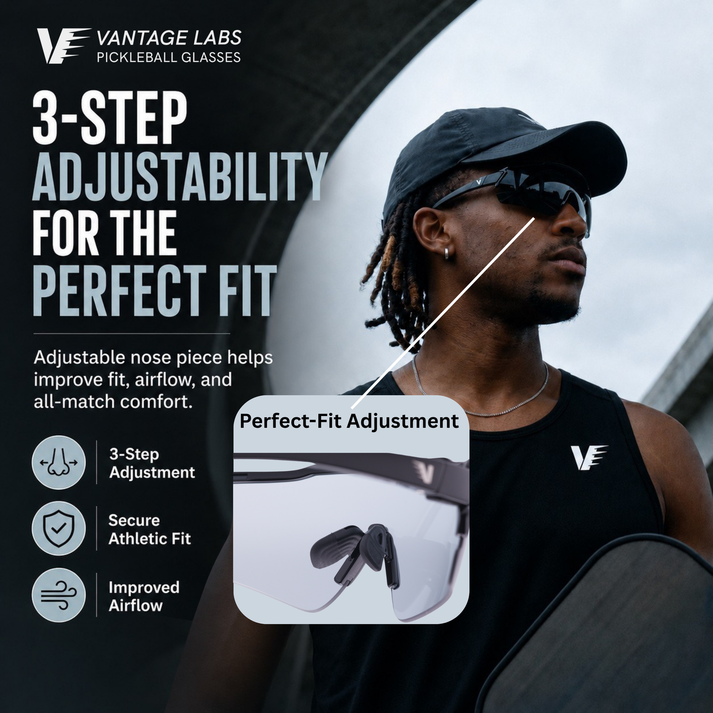 The Vue - Pearl White | Transition Lens | Indoor/Outdoor - 100MPH+ Pickleball Impact Rated